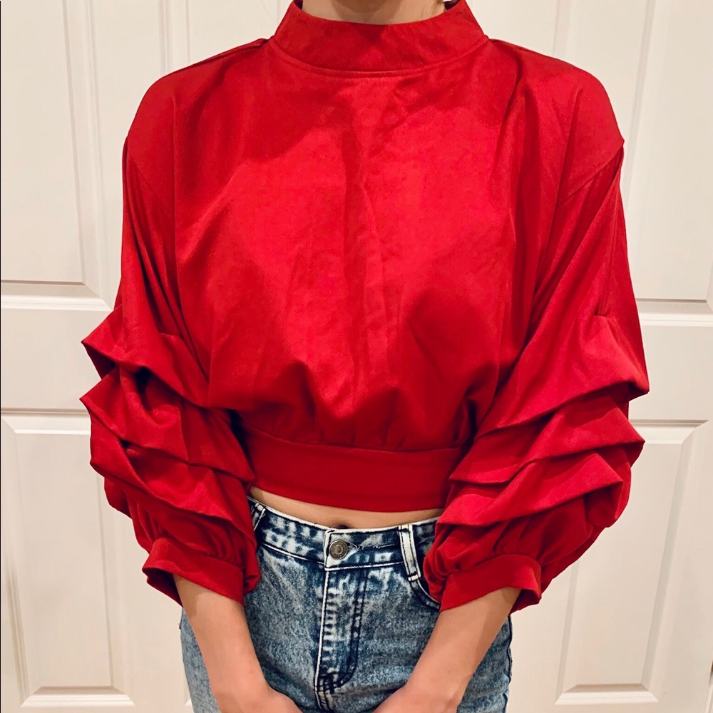 Vintage Cropped Salsa Shirt in Red